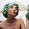 Yeşil Yaprak Baskı Nefes Alabilir Duş Başlığı ODM Uzun saçlar için %100 pamuk mevcuttur