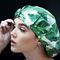 Yeşil Yaprak Baskı Nefes Alabilir Duş Başlığı ODM Uzun saçlar için %100 pamuk mevcuttur